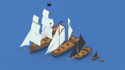 Low Poly Pirate Ships 3d Asset Cgtrader