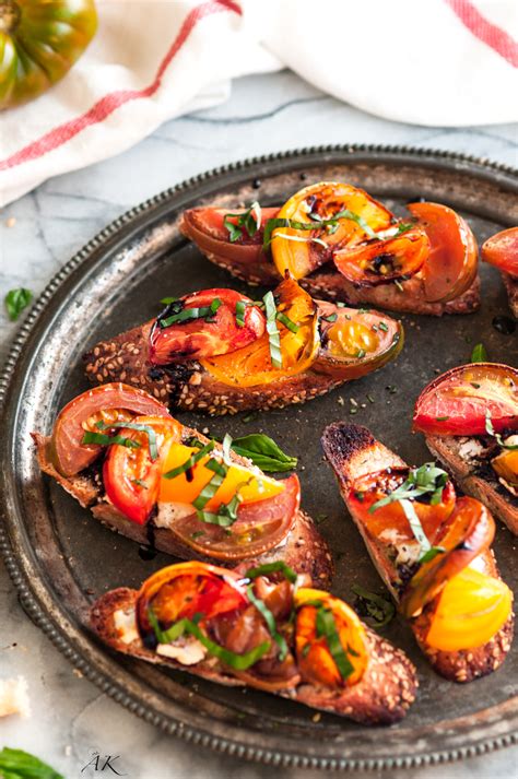 Roasted Heirloom Tomato And Goat Cheese Bruschetta Aberdeen S Kitchen