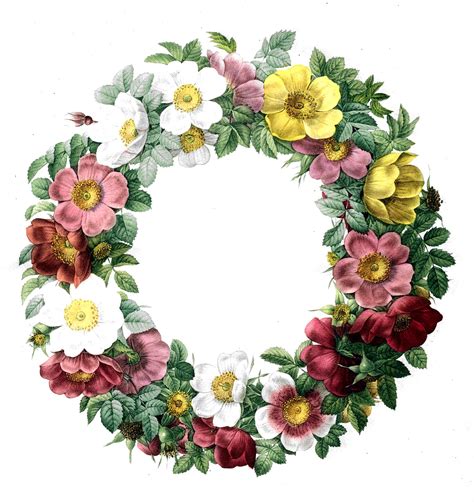 Vintage Flower Wreath Clip Art