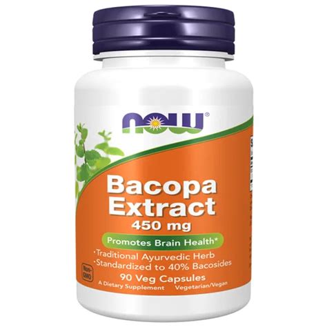 Now Foods Bacopa Extract 450 Mg 90 Veggie Capsules Promotes Brain Health