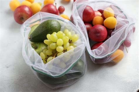 Premium Photo Fruit In Eco Bags Zero Waste Concept