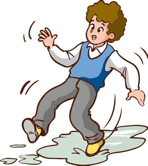 Boy Slipping On Wet Floor Cartoon Vector Illustration Vector