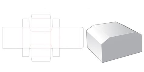 Plantilla Troquelada De Caja De Cofre Vector Premium