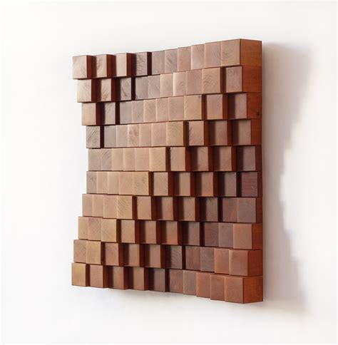 Parametric Wood Block Wall Art 3d Sculpture Wood Wall Panel With Gradient Color Dimensional