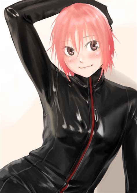 Safebooru 1girl Black Bodysuit Black Gloves Blush Bodysuit Brown Eyes