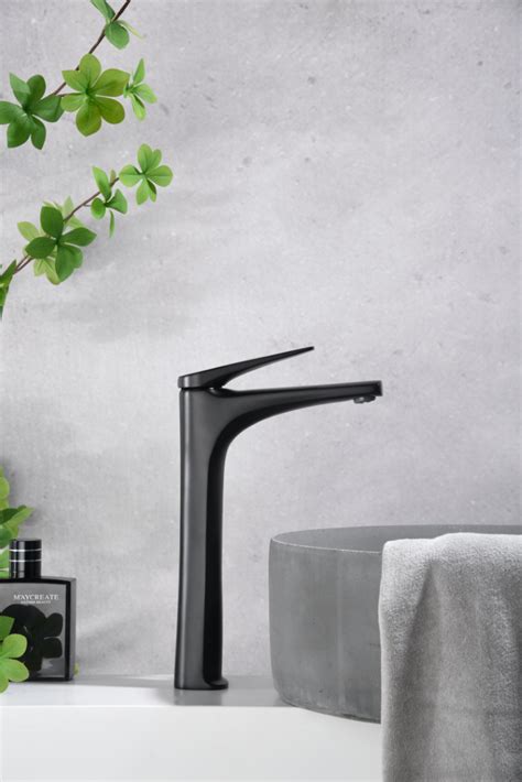 Monomando Lavabo Alto Negro Mate Serie Delos Imex Products