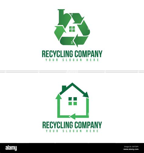 Recycling with home and arrow triangle conservation logo design Stock ...