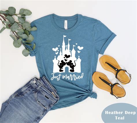 Just Married Disney Shirt Disney Couple Shirt Disneyland Wedding Gift