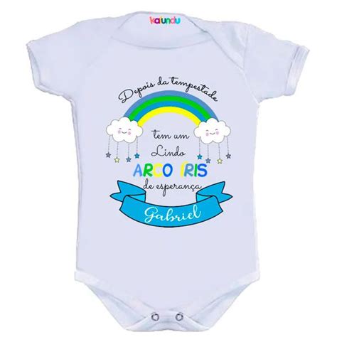 Body Personalizado Bebe Arco Iris Sacola Ecológica