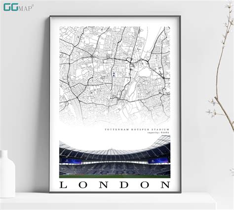 City Map of LONDON Tottenham Hotspur Stadium Home Decor Tottenham ...