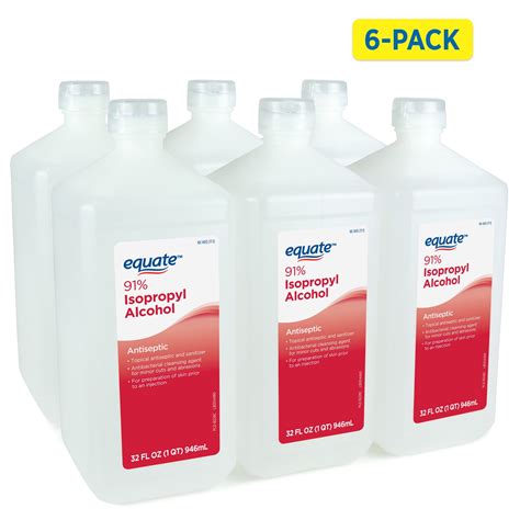 Equate 91% Isopropyl Alcohol Antiseptic Liquid, 6 PACK, (6 x 32 fl oz ...