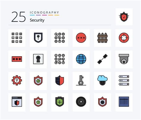 Free Vector Security 25 Line Filled Icon Pack Including Home Security