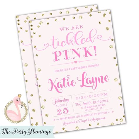 Tickled Pink Baby Shower Invitation Invitation Tickled Pink Etsy