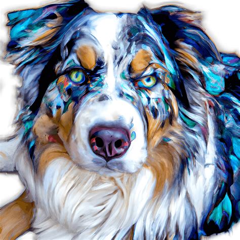 Stained Glass Blue Merle Australian Shepherd Watercolor Creative Fabrica