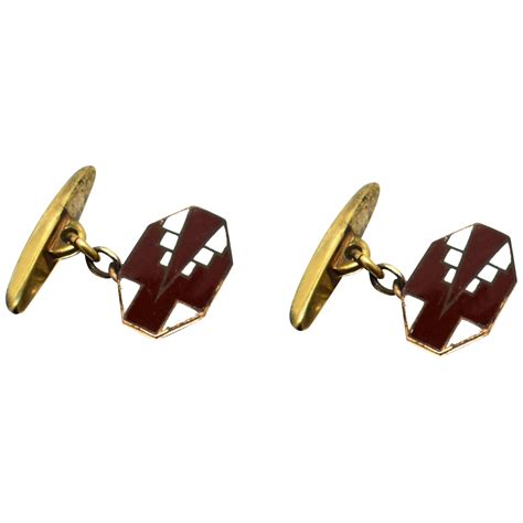 Art Deco Mens Geometric Enamel Cufflinks Circa 1930s For Sale At 1stdibs