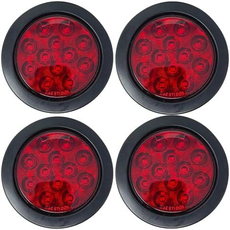 Amazon Qty 4 4 Inch Round Led Trailer Tail Lights Kit Red 12 LED