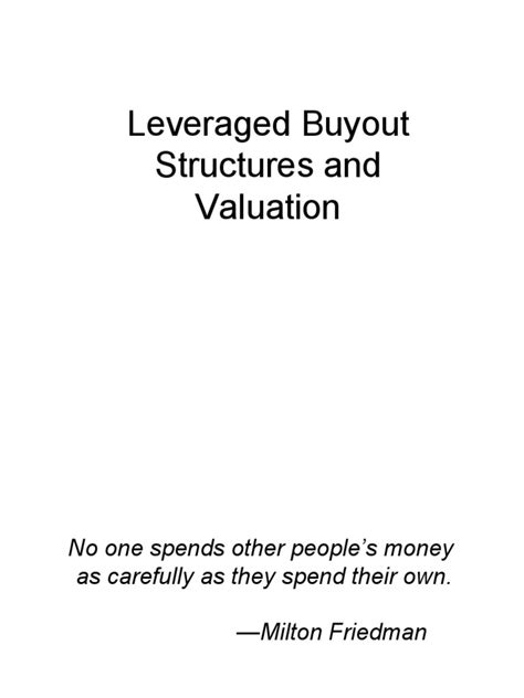 Leveraged Buyout Structures and Valuation | PDF | Leveraged Buyout ...