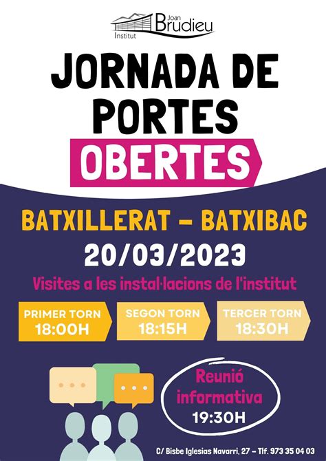 I De Mar De Jornades De Portes Obertes Btx Batxibac I Fp