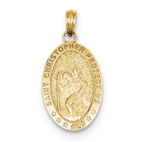 Solid Polished Saint Christopher Protect Us Medal Pendant In 14k White