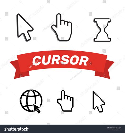 Pixel Cursors Icons Mouse Hand Arrow Stock Vector Royalty Free