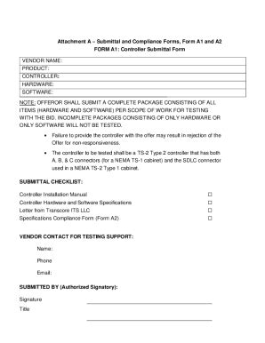 Fillable Online Attachment A Submittal And Compliance Forms Form A1