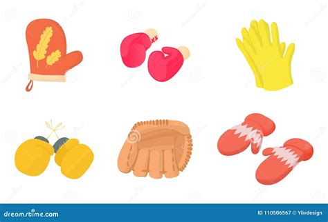 Gloves Icon Set Cartoon Style Stock Vector Illustration Of