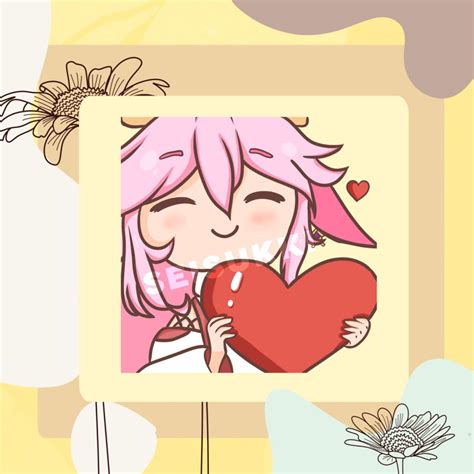 Yae Miko Genshin Impact Emotes Pack Cute Twitch And Discord Etsy Ireland