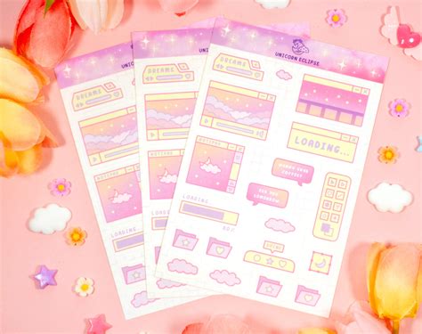 Pink Computer Aesthetic Sticker Sheet – Unicorn Eclipse