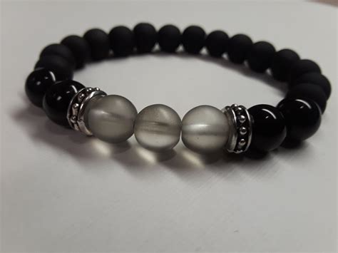 Pulsera De Cuentas Para Hombre Hecha A Mano Mm Mate De Etsy