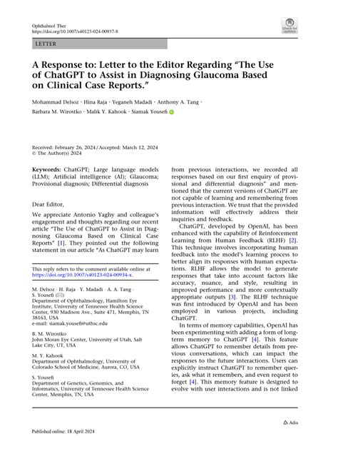 PDF A Response To Letter To The Editor Regarding The Use Of ChatGPT