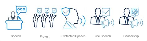 A Set Of 5 Freedom Of Speech Icons As Speech Protest Protected Speech ...