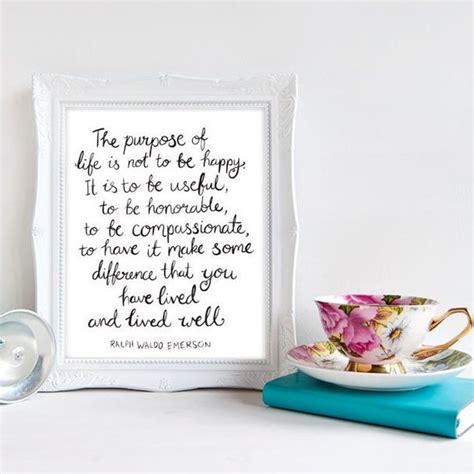 Emerson The Purpose Of Life Quote Hand Lettered Art Print A4