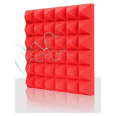 Polyurethane Foam 50mm Pyramid Red Acoustic Panel 23 Density For Sound