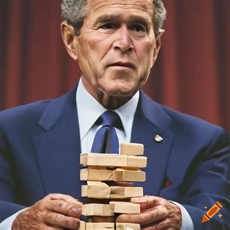 George Bush Playing Jenga Game On Craiyon