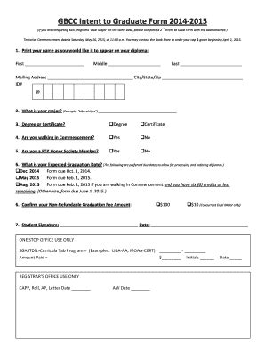 Fillable Online Greatbay Intent To Graduate Form