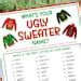 What S Your Ugly Sweater Name Game With Nametags Sign Ugly Sweater