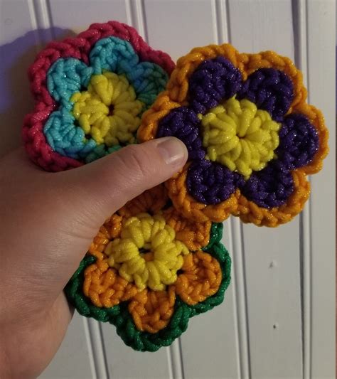 Crochet Flower Scrubbie Etsy