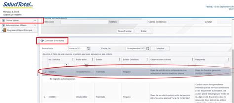 Solicitud Y Consulta De Autorizaciones En Salud Total
