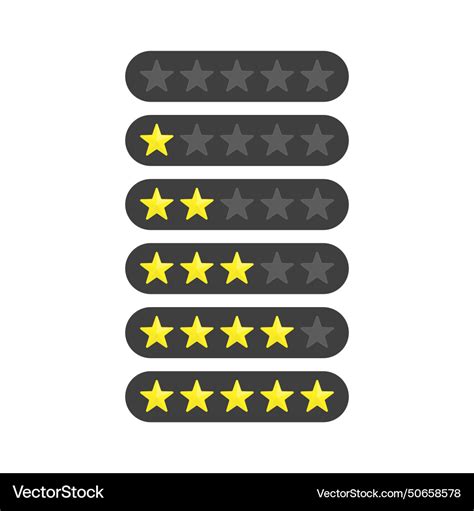 Five Stars Ratings Template Rating System In Flat Vector Image