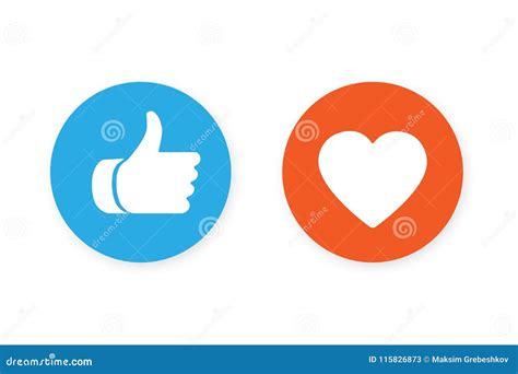 Thumbs Up And Heart Icon On A White Background Social Media Icon