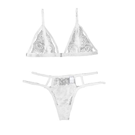 Lingerie Sexy Pornos Underwear Lace Transparent Lingerie Set Three Point Bikini Thong Women Deep