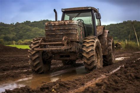 Tractor Tire Flat In Muddy Terrain Stock Illustration Illustration Of