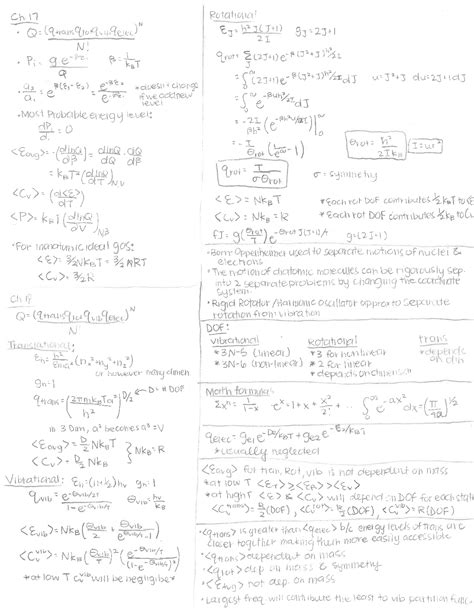 Physical Chemistry Formula Sheet