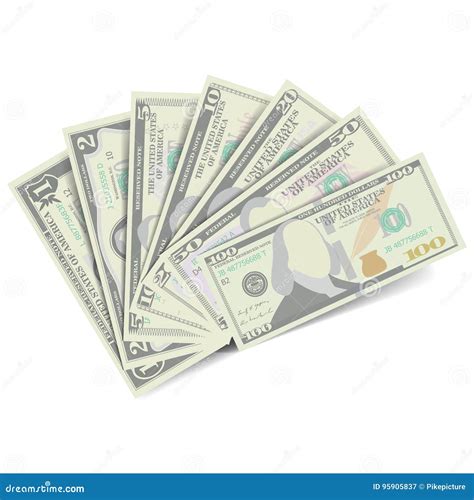 Dollars Banknote Vector Cartoon Us Currency Two Sides Of Twenty