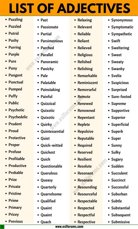 Adjective Examples: A Huge List of 1500+ Adjectives in English (from A to Z) - ESL Forums