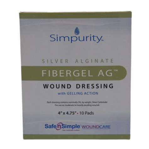 Simpurity Silver Fibergel Wound Dressings X Box Of