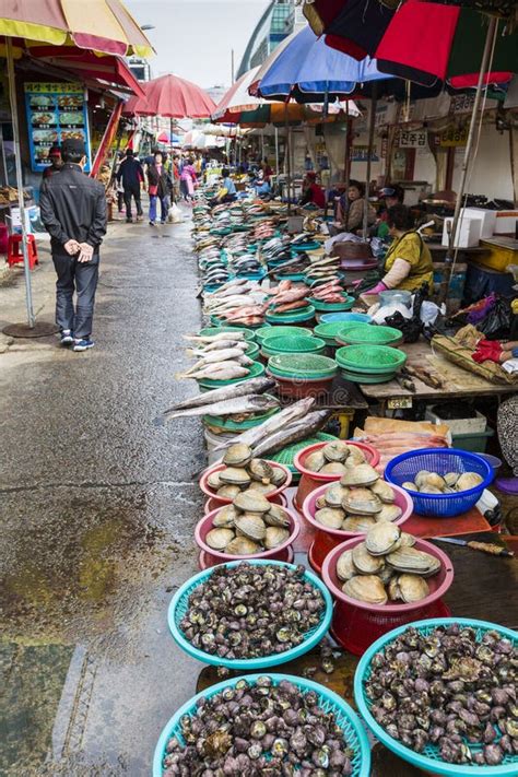 BUSAN OCTOBER 27 2016 Fresh Fish And Seafood At Jagalchi Fish