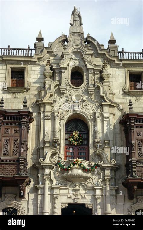 Archbishop S Palace Lima Historic Centre Peru South America Stock