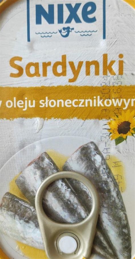 Sardynki w oleju słonecznikowym Nixe kalorie kJ i wartości odżywcze