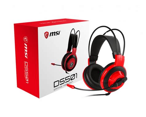 MSI DS501 Gaming Headset BLACK 40mm Driver 3 5mm Black Adj MIC